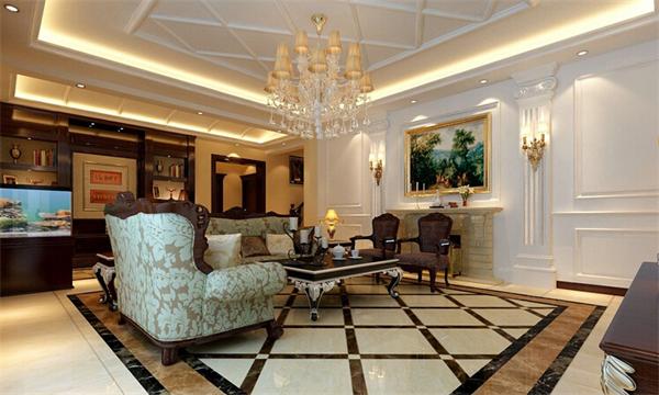 別墅客廳水晶吊燈設計案例場景圖